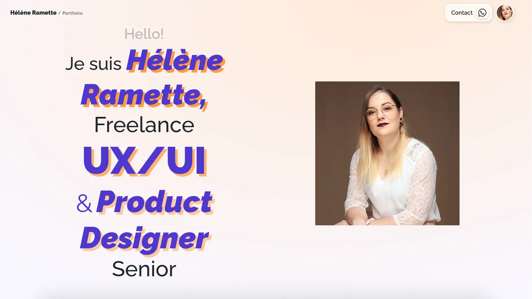 Portfolio de Hélène Ramette, UX/UI designer, réalisé en HTML/CSS/JS